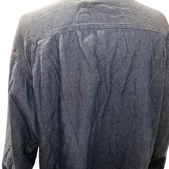 Wrangler Men LG Faux‎ Fur Lined Long Sleeve Button Down Blue Denim Shirt - Picture 3 of 8